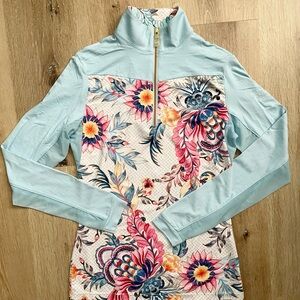 Novella Equestrian Floral Sun Shirt Quarter Zip XXS bnwot